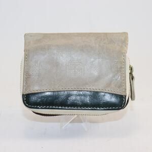 MarMelo Green Beige Leather Zip‎ Wallet Organizer Japanese Designer